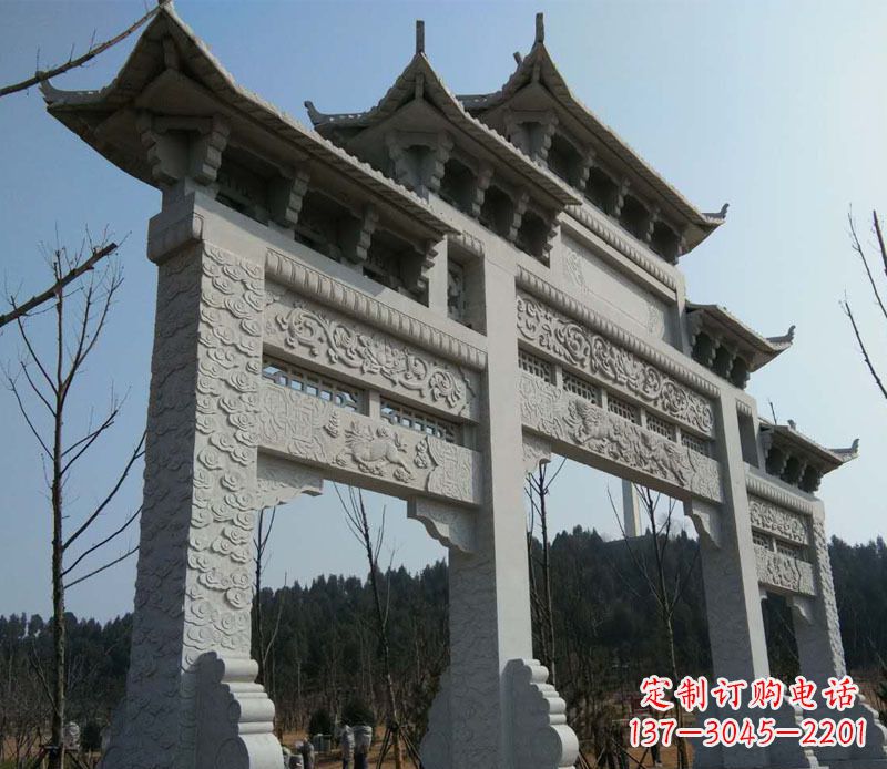 泰安仿古三门牌坊景观石雕