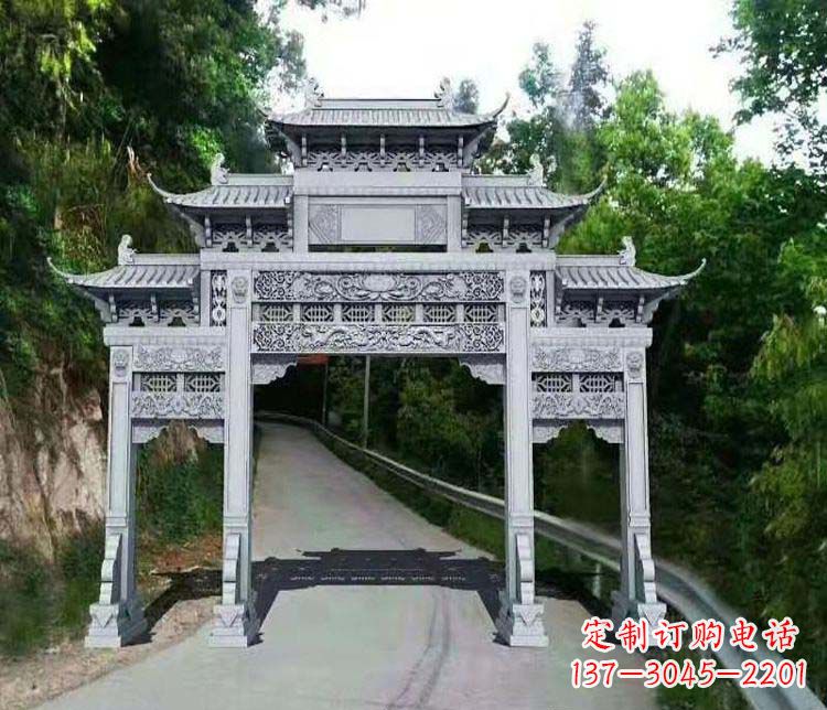 泰安仿古三门牌坊石雕