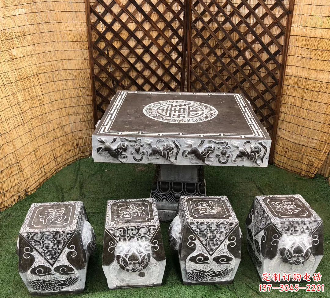 泰安仿古石桌凳公园景观石雕