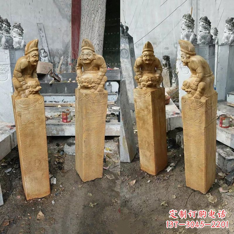 泰安经典仿古拴马桩雕塑