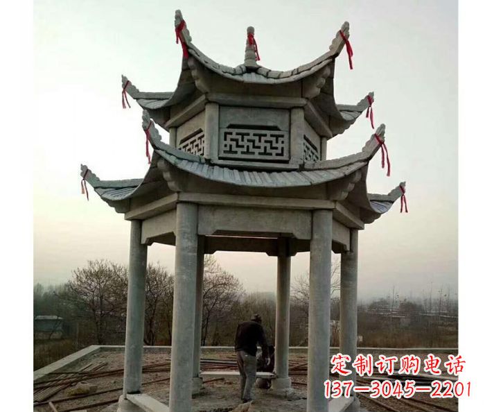 泰安仿古双层石雕凉亭