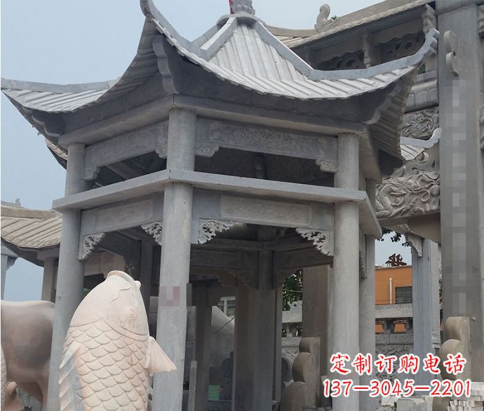 泰安精美仿古双层石雕凉亭