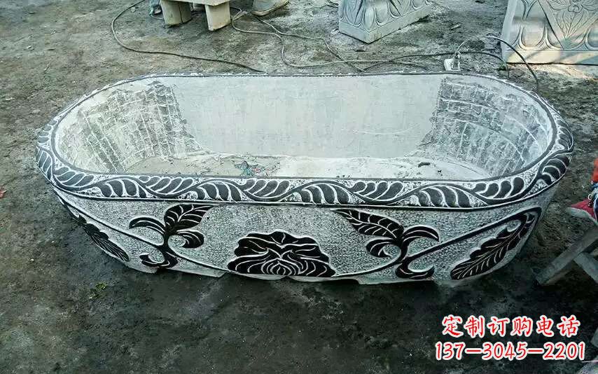 泰安风格独特的仿古石头水缸雕塑