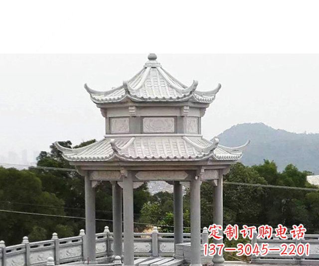 泰安仿古双层石雕凉亭