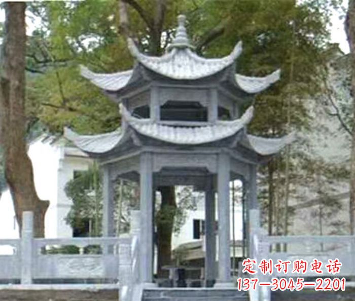 泰安仿古园林双层石雕凉亭