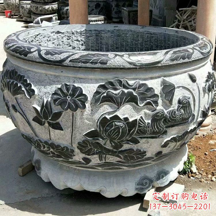 泰安仿古圆形鱼缸石雕