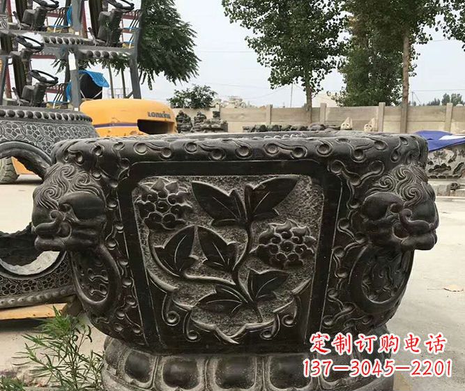 泰安仿古招财水缸石雕 (3)