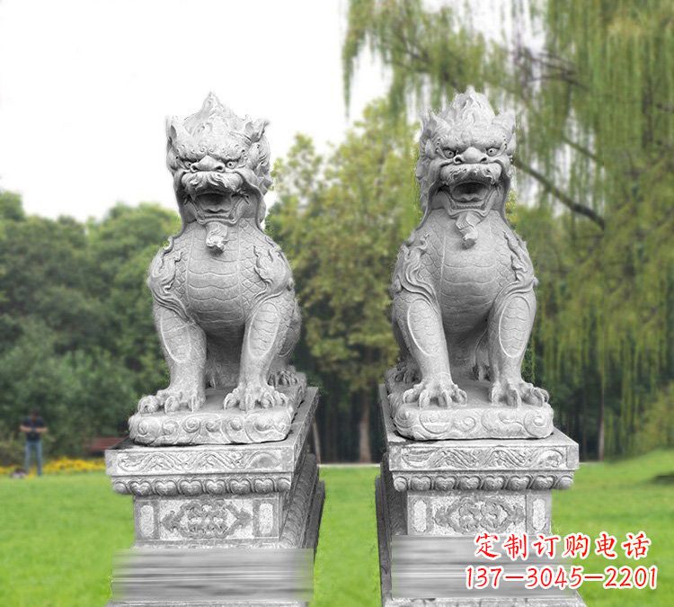 泰安仿古坐式麒麟石雕