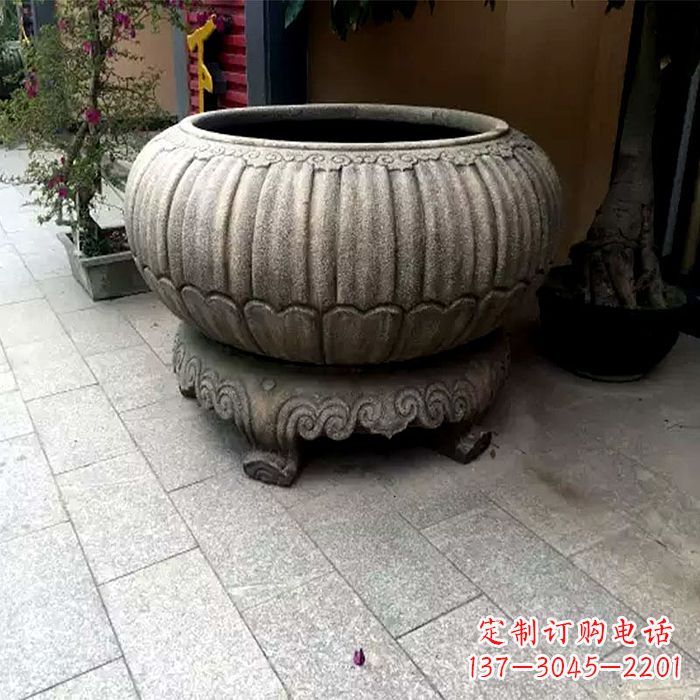 泰安精美仿古石雕花盆雕塑