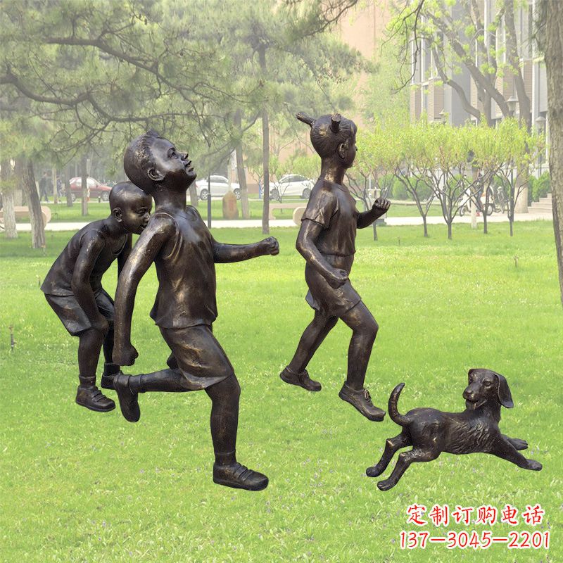 泰安仿铜跑步小孩雕塑