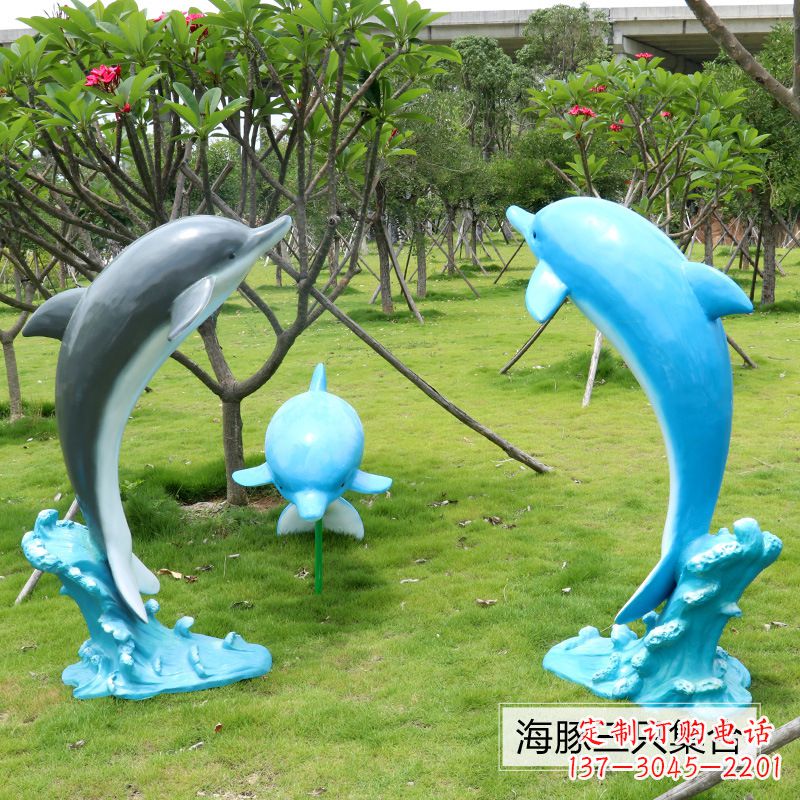 泰安精致仿真玻璃钢海豚雕塑