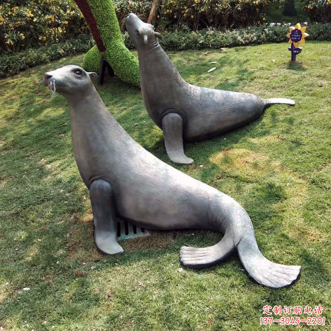 泰安精美玻璃钢海豹雕塑