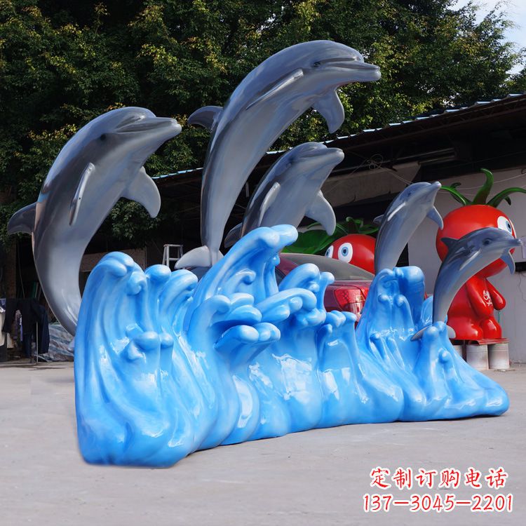 泰安艺术精美的海豚玻璃钢雕塑