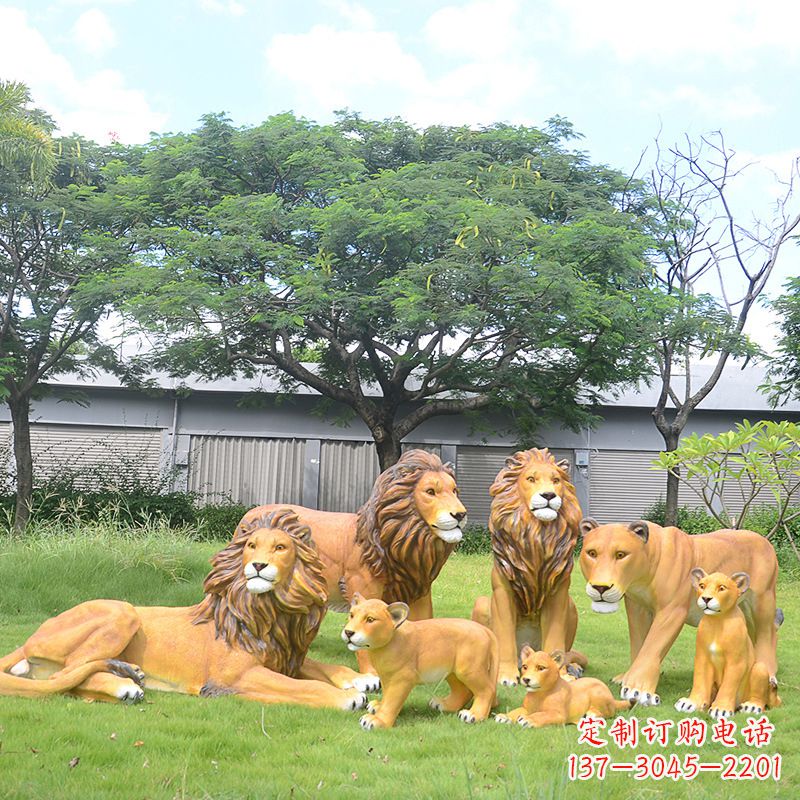 泰安精美玻璃钢狮子雕塑