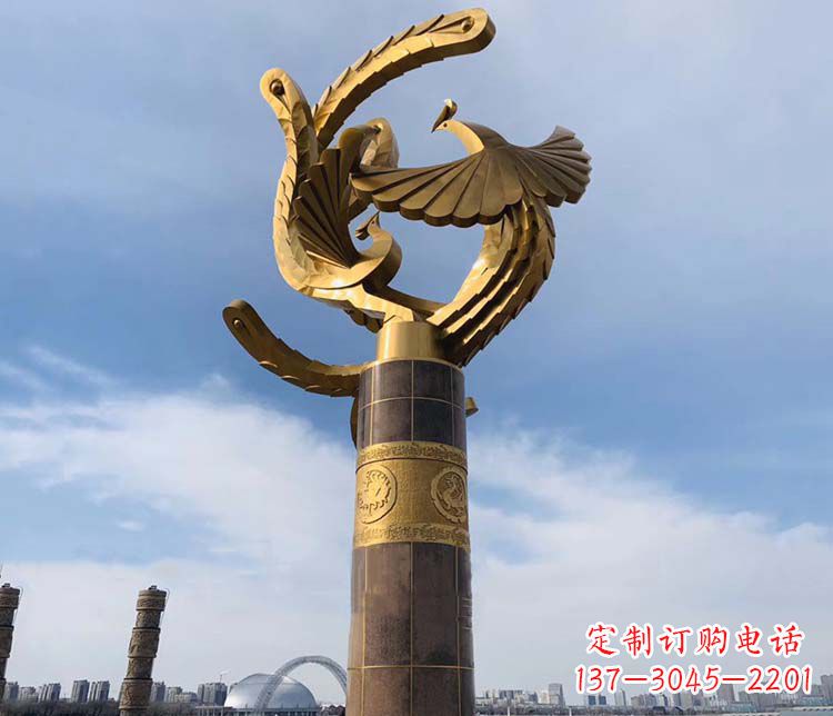 泰安凤凰华表铜雕