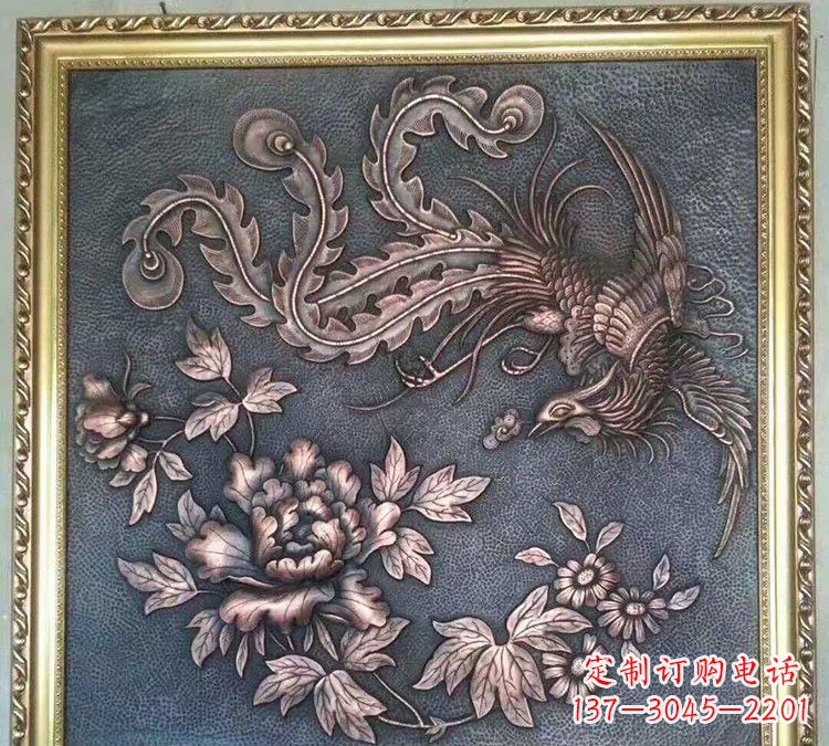 泰安凤凰牡丹铜浮雕