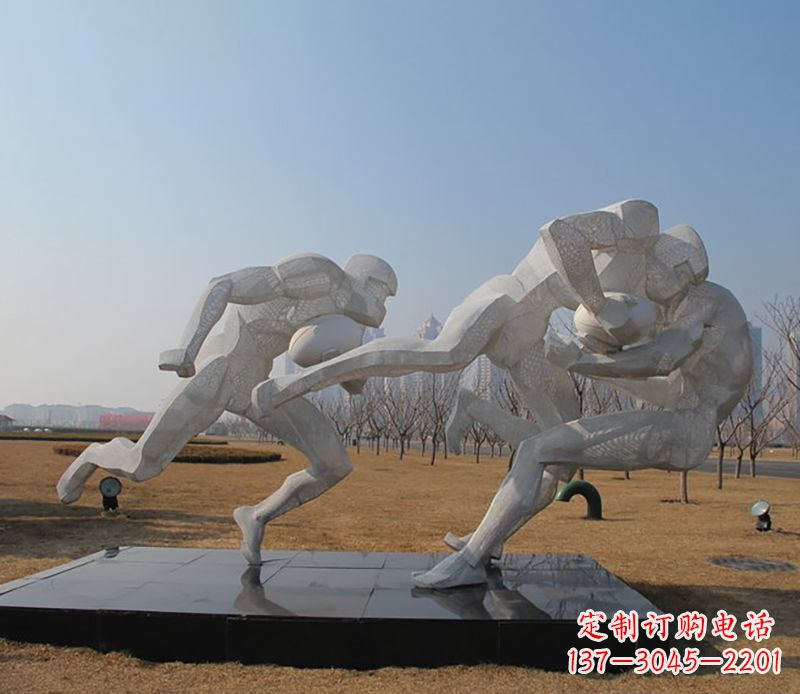 泰安不锈钢橄榄球体育雕塑