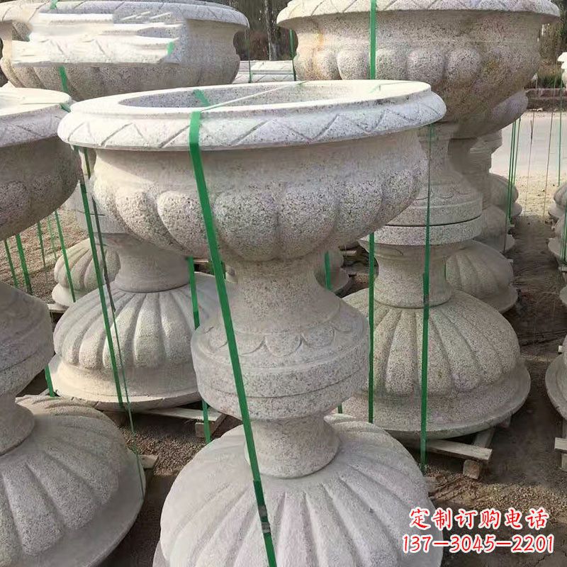泰安高墩砂岩石雕刻花盆精致技艺打造传统文化风韵