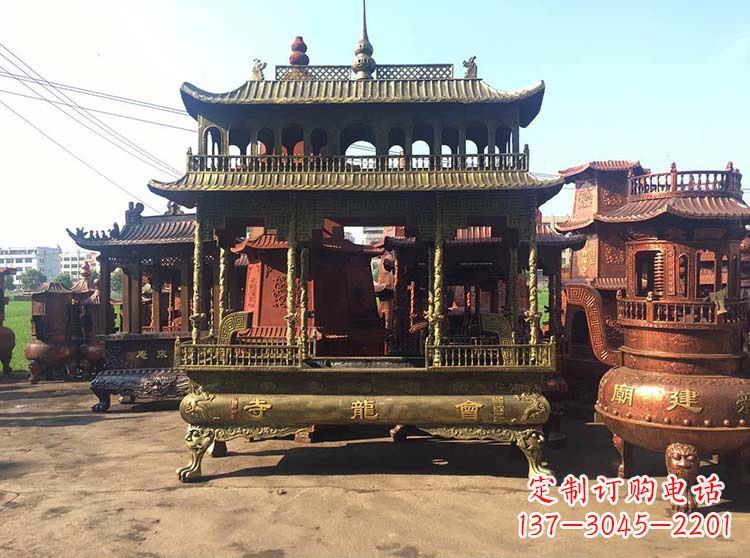 泰安高浮雕螭龙纹铜香炉