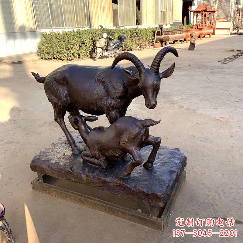 泰安羔羊跪乳铜雕-学校校园文化景观雕塑摆件
