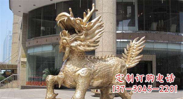 泰安中领雕塑,定制精美麒麟神兽铜雕
