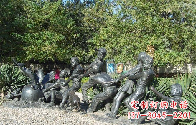 泰安铜雕萝卜儿童拔萝卜雕塑