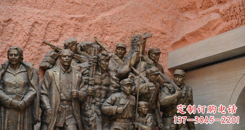 泰安公园白求恩与八路军景观铜雕