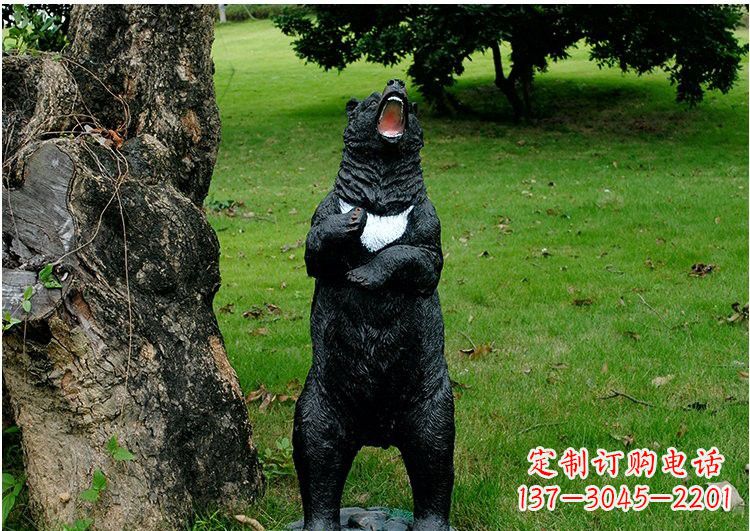 泰安公园风情玻璃钢仿真黑熊雕塑