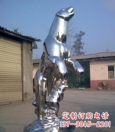 泰安公园不锈钢抽象北极熊动物雕塑