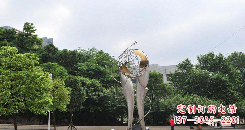 泰安公园不锈钢抽象地球雕塑