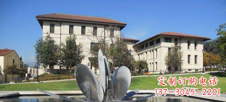 泰安抽象花朵不锈钢喷泉雕塑