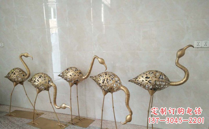 泰安不锈钢抽象火烈鸟动物雕塑