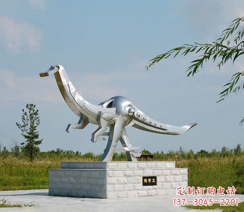 泰安特大不锈钢抽象恐龙雕塑