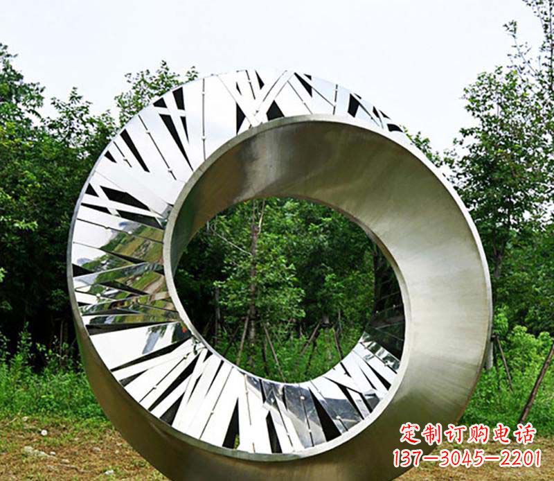 泰安符号意义深刻的不锈钢抽象圆环雕塑