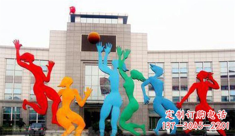 泰安激情运动的写照不锈钢女孩打篮球雕塑