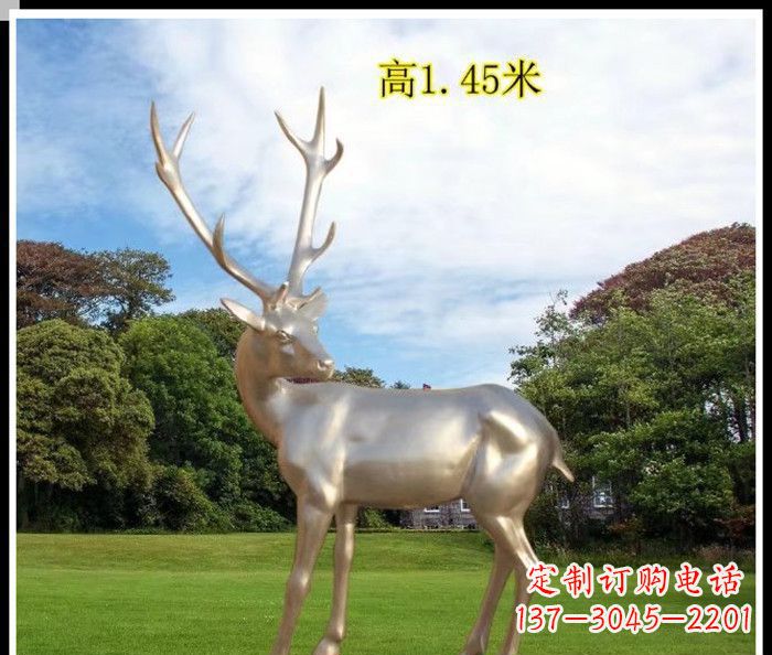 泰安高端室外不锈钢巨型动物鹿雕塑