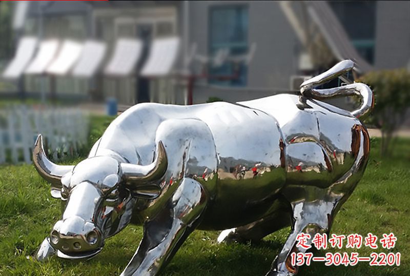 泰安精致美观的高端不锈钢动物牛雕塑