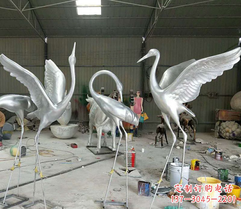 泰安艺术雕刻仙鹤不锈钢雕塑