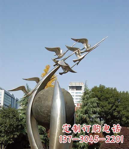 泰安唯美 大雁不锈钢雕塑