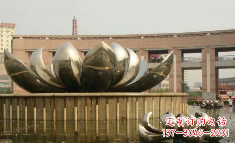 泰安廊中领雕塑优质的不锈钢荷花雕塑