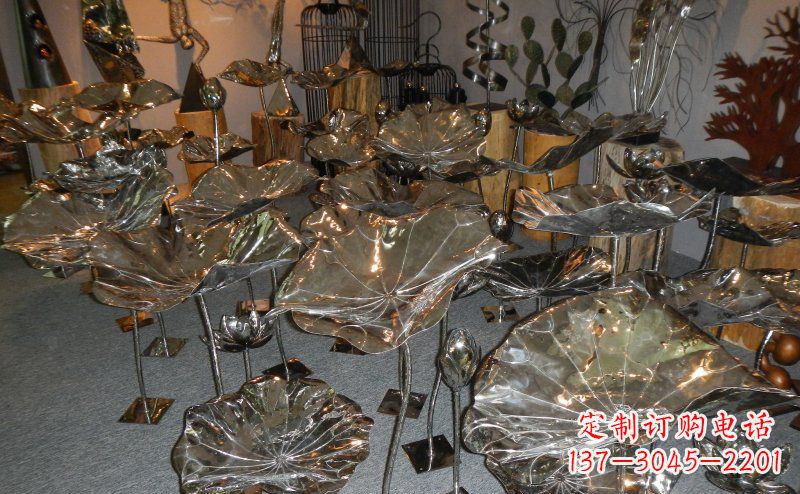 泰安抛光不锈钢荷叶雕塑