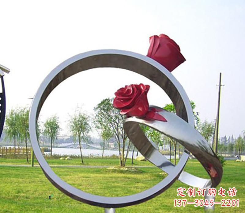泰安不锈钢景观婚戒雕塑