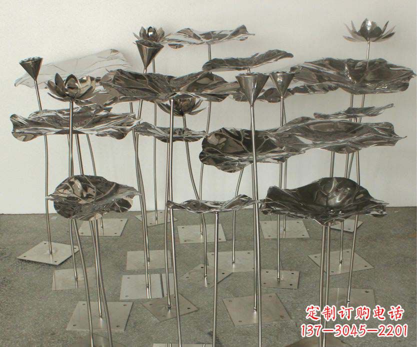 泰安精美装饰不锈钢莲叶雕塑