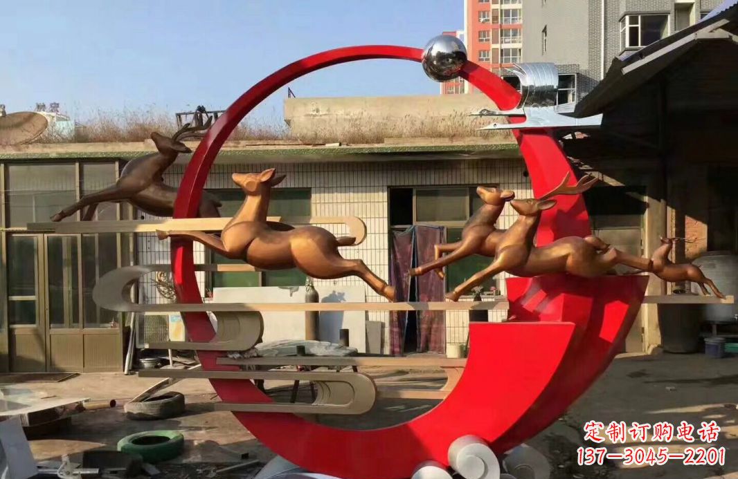 泰安高端不锈钢梅花鹿雕塑