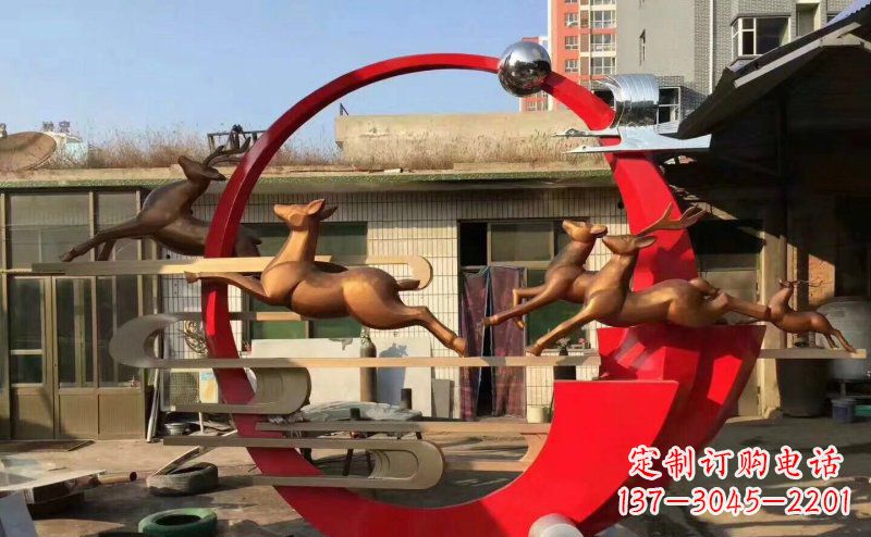 泰安梅花鹿不锈钢雕塑引人瞩目的审美观赏