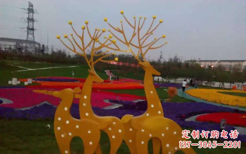 泰安不锈钢美陈动物鹿雕塑