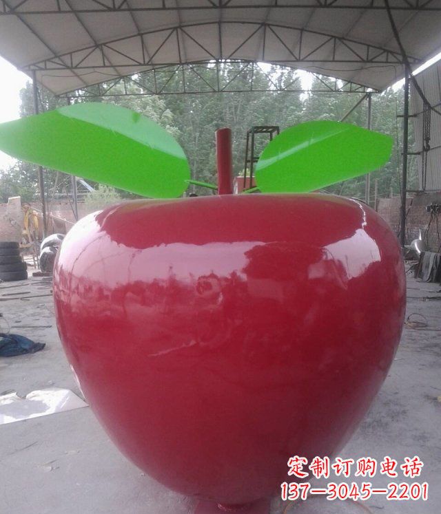泰安黑凤凰不锈钢苹果景观雕塑