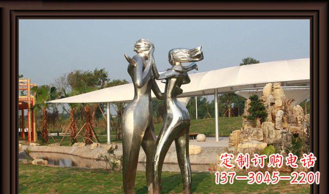 泰安一对动感传情的不锈钢跳舞情侣雕塑