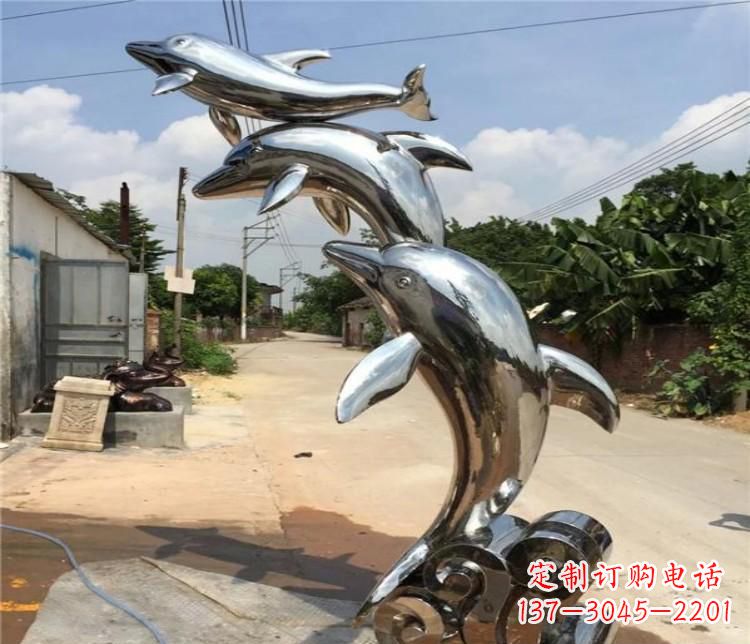 泰安冲浪海豚不锈钢雕塑