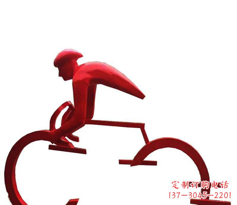 泰安公园主题不锈钢自行车雕塑